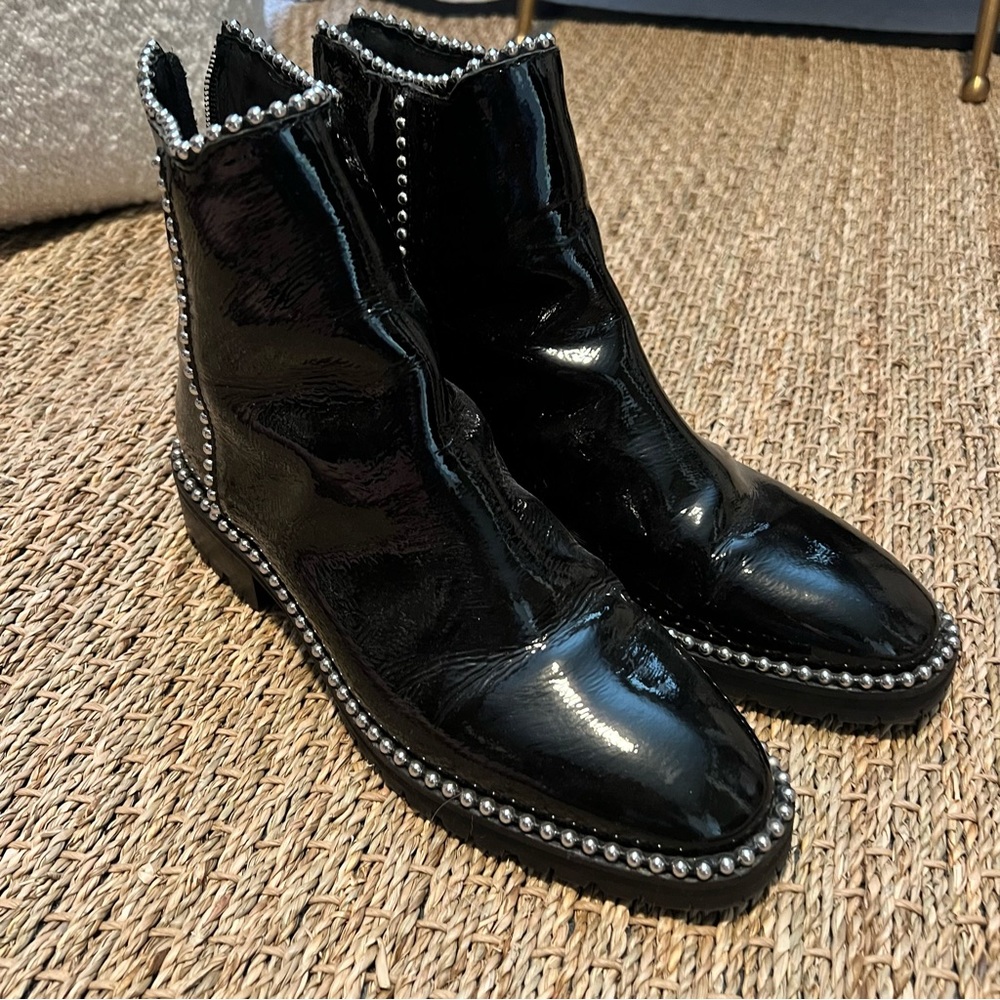 Free People patent leather boots silver hardware size 39
